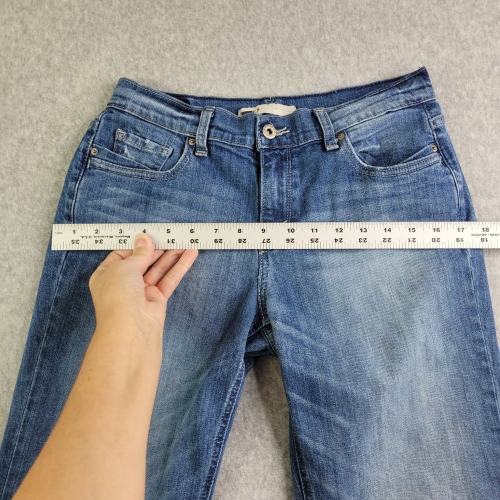 Womens Levis Capris Size 6 Blue Cuffed Stretch Cotton Straight Leg Mid Rise - Picture 9 of 15